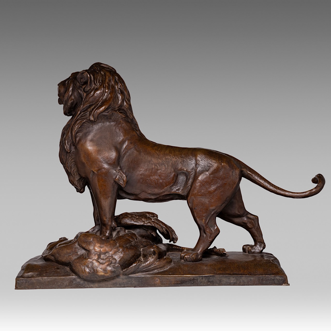 Auguste Nicolas Cain (1821-1894), 'The Lion of Nubia and its Prey', H 62 - W 72 cm - Image 5 of 8