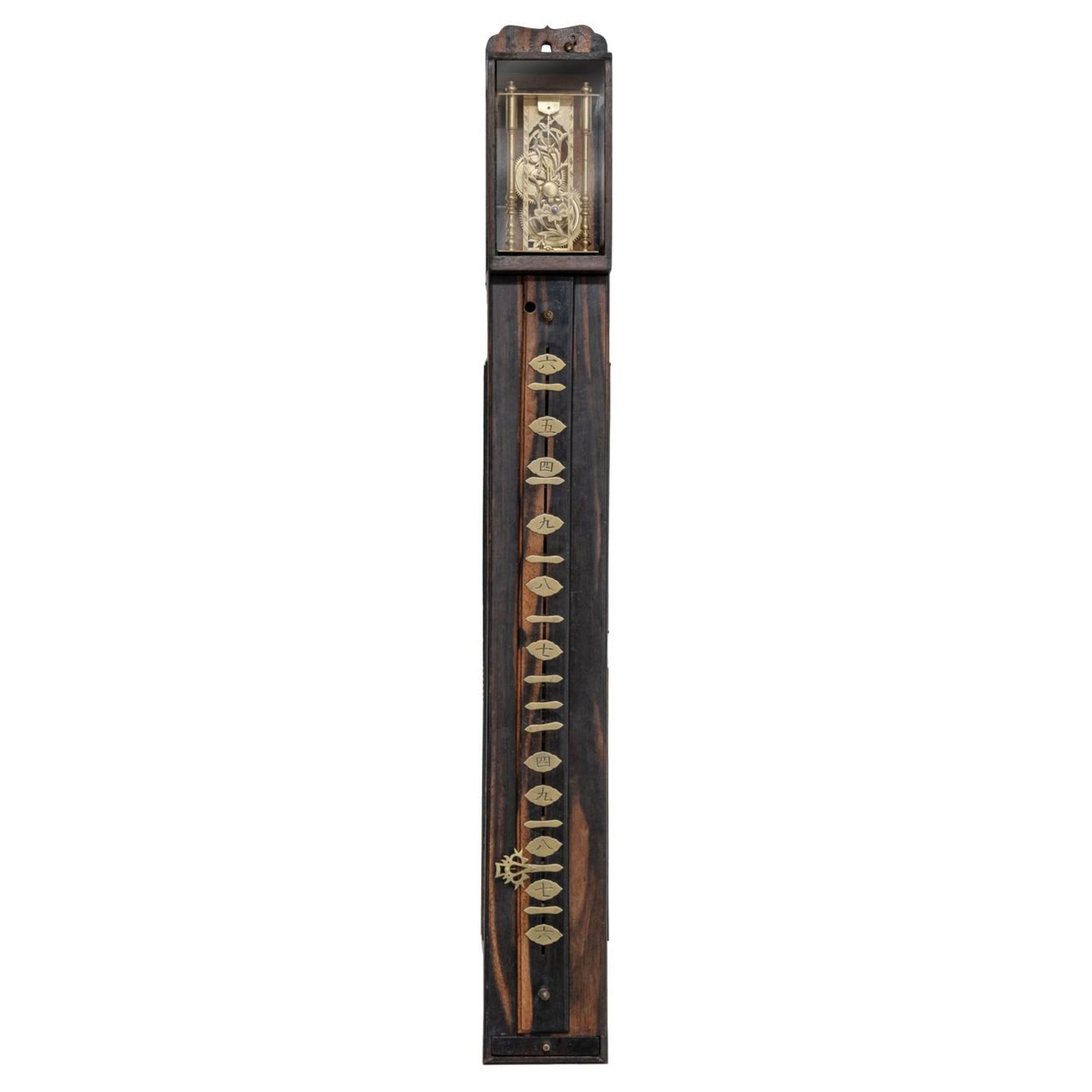 An elegant late Edo / 19thC Japanese Shaku-dokei Pillar Clock, H 70 - W 8,3 cm