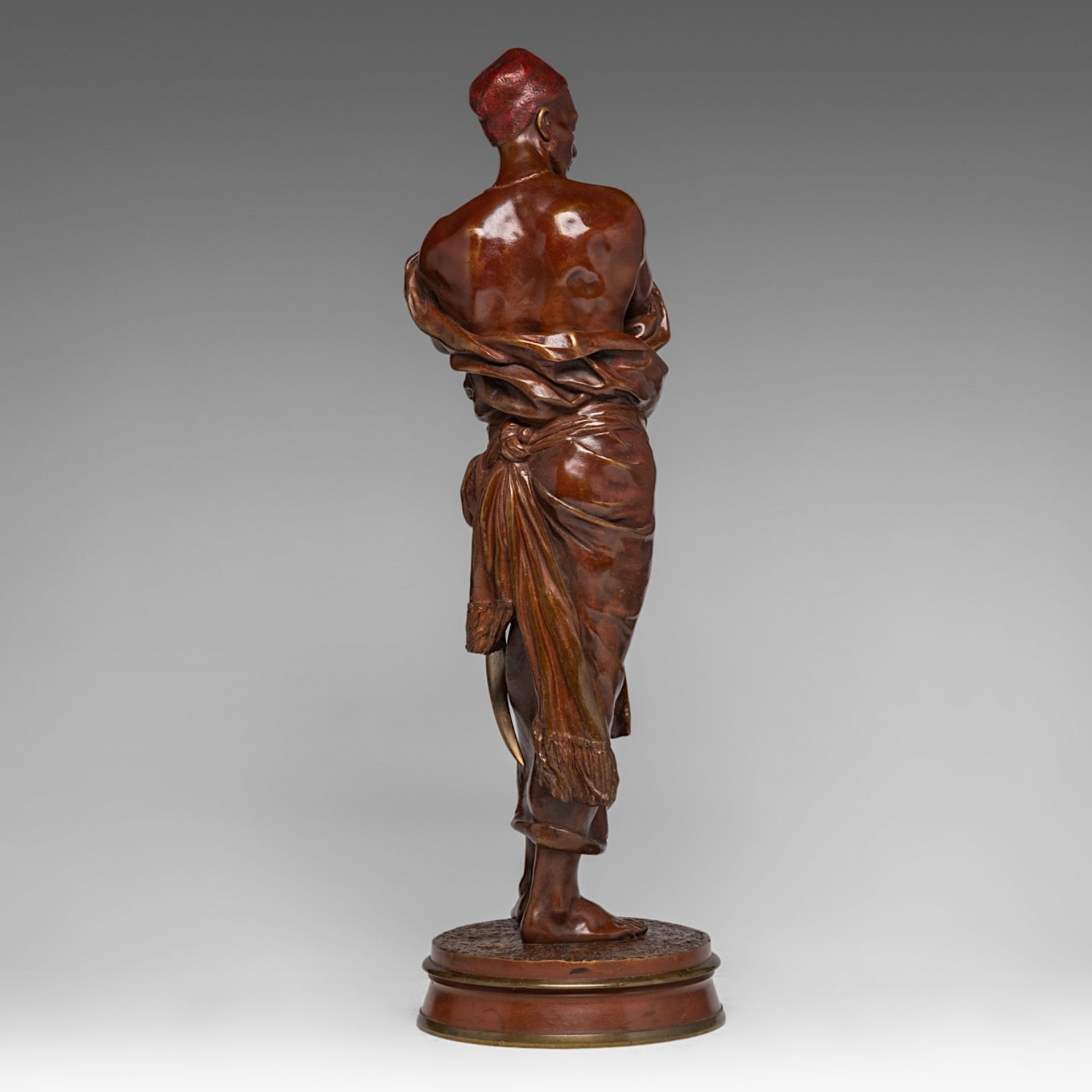 Georges-Charles Coudray (1862-1932), 'Le Gardien du Harem' brown patinated bronze, H 58 cm - Image 4 of 8