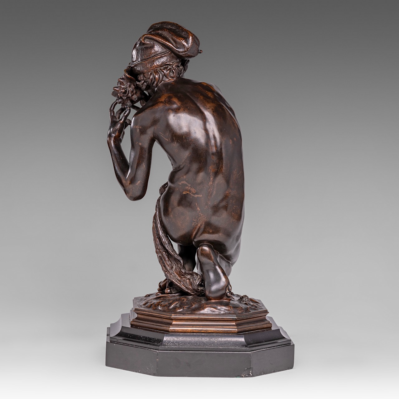 Jean-Baptiste Carpeaux (1827-1875), 'Pecheur a la coquille' (Neapolitan Fisher Boy), patinated bronz - Image 5 of 8