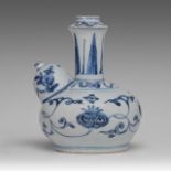 A Chinese blue and white 'Pomegranate' kendi jug, Ming dynasty, H 18 cm