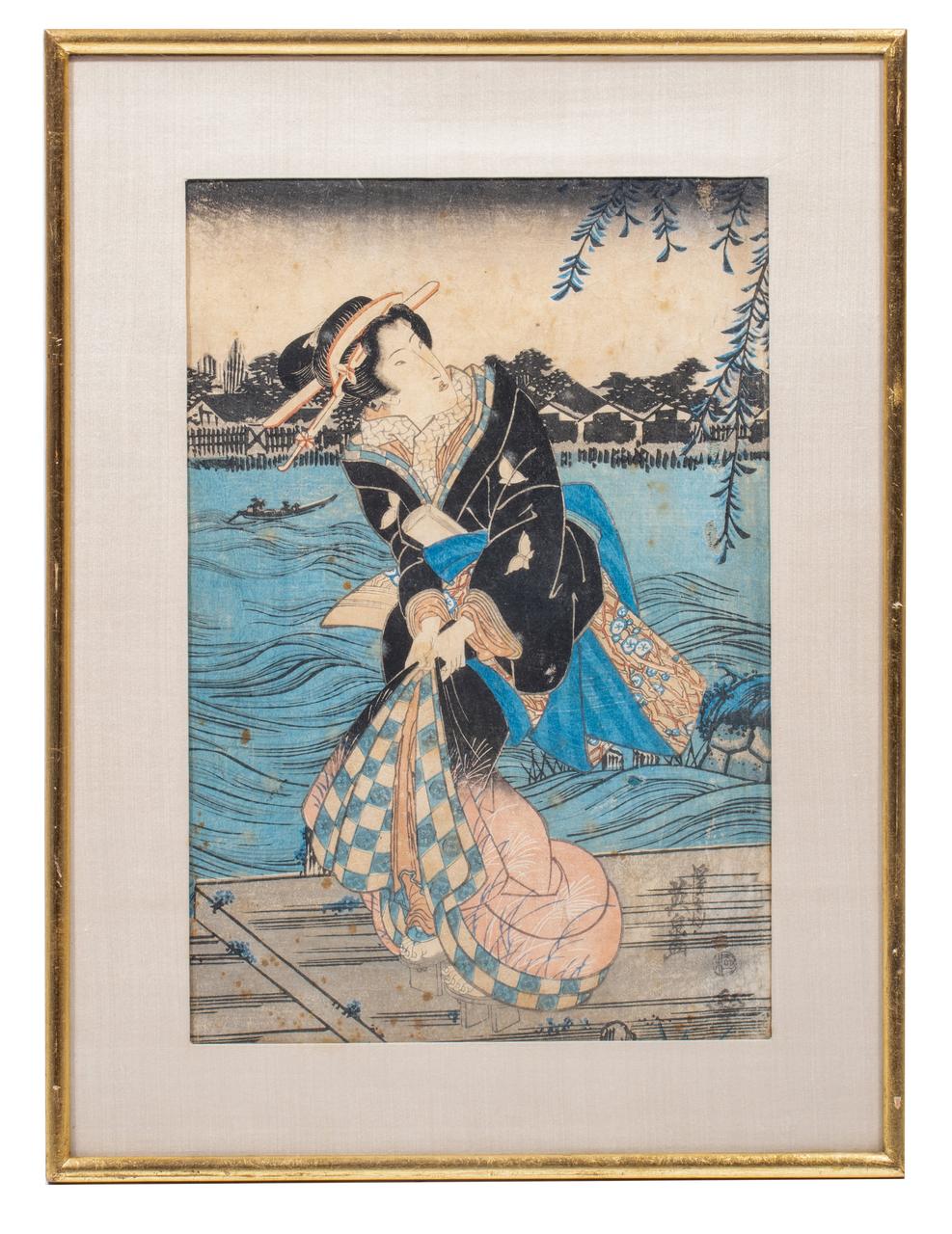 Three Japanese woodblock prints by Keisai Eisen (1790-1848) of beautiful women (bijin-ga) - Image 3 of 22