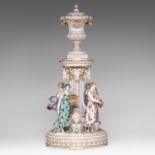 A fine polychrome decorated Volkstedt porcelain 'piece de milieu' represening the four seasons, mark