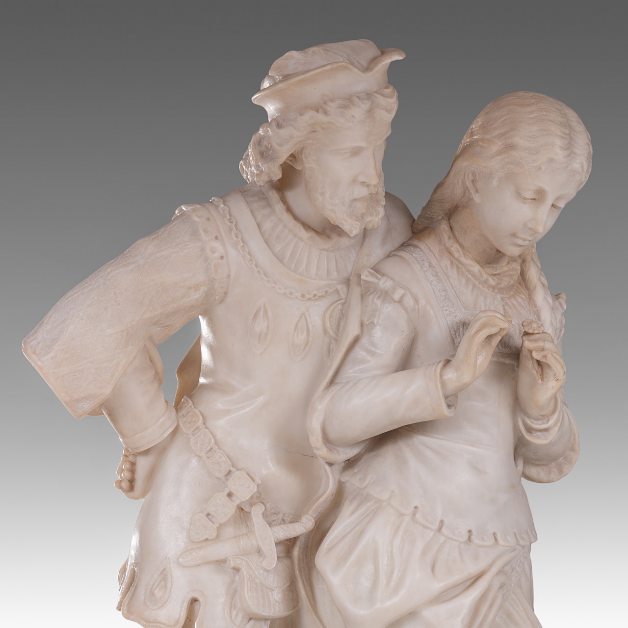 Pietro Bazzanti (c. 1823-1874), alabaster sculpture of two lovers, H 85 cm - Image 12 of 13