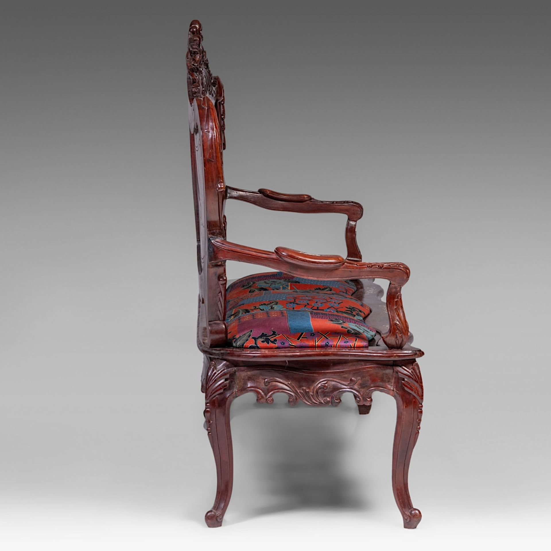 An Anglo-Chinese settee and two chairs, H settee 132 - H chair 108 cm - Image 17 of 24