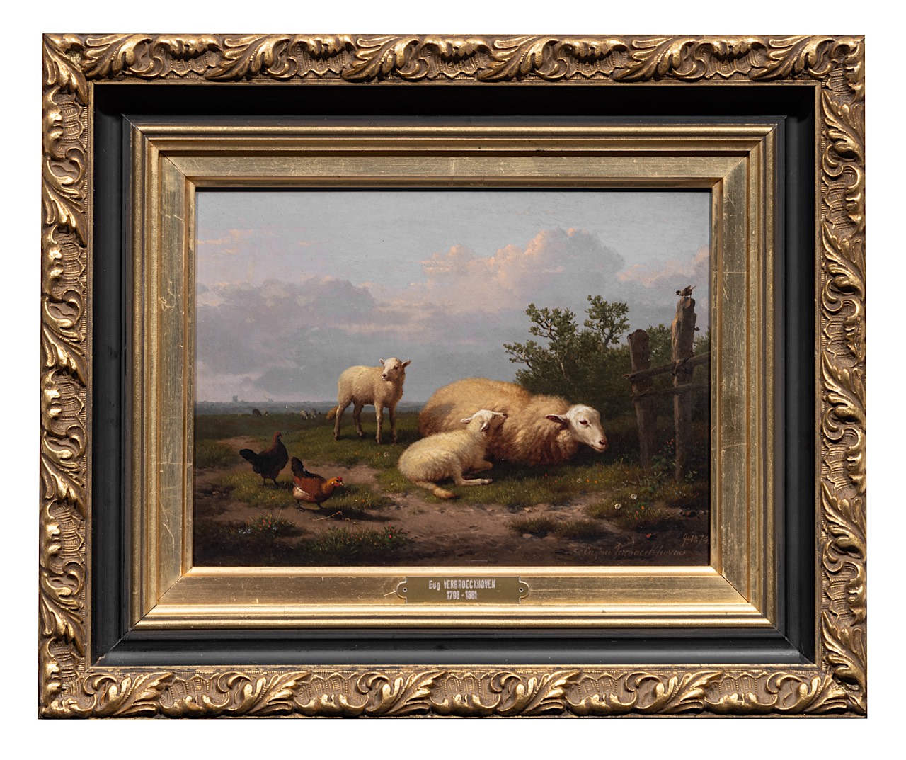 Eugene Verboeckhoven (1798-1881), Sheep and her lambs in the meadow, 1874, oil on panel 23 x 32 cm. - Image 9 of 14