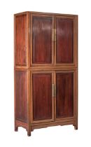 A Chinese hardwood two-layer cabinet liangjiegui, Republic period, H 191 - 95 x 47 cm