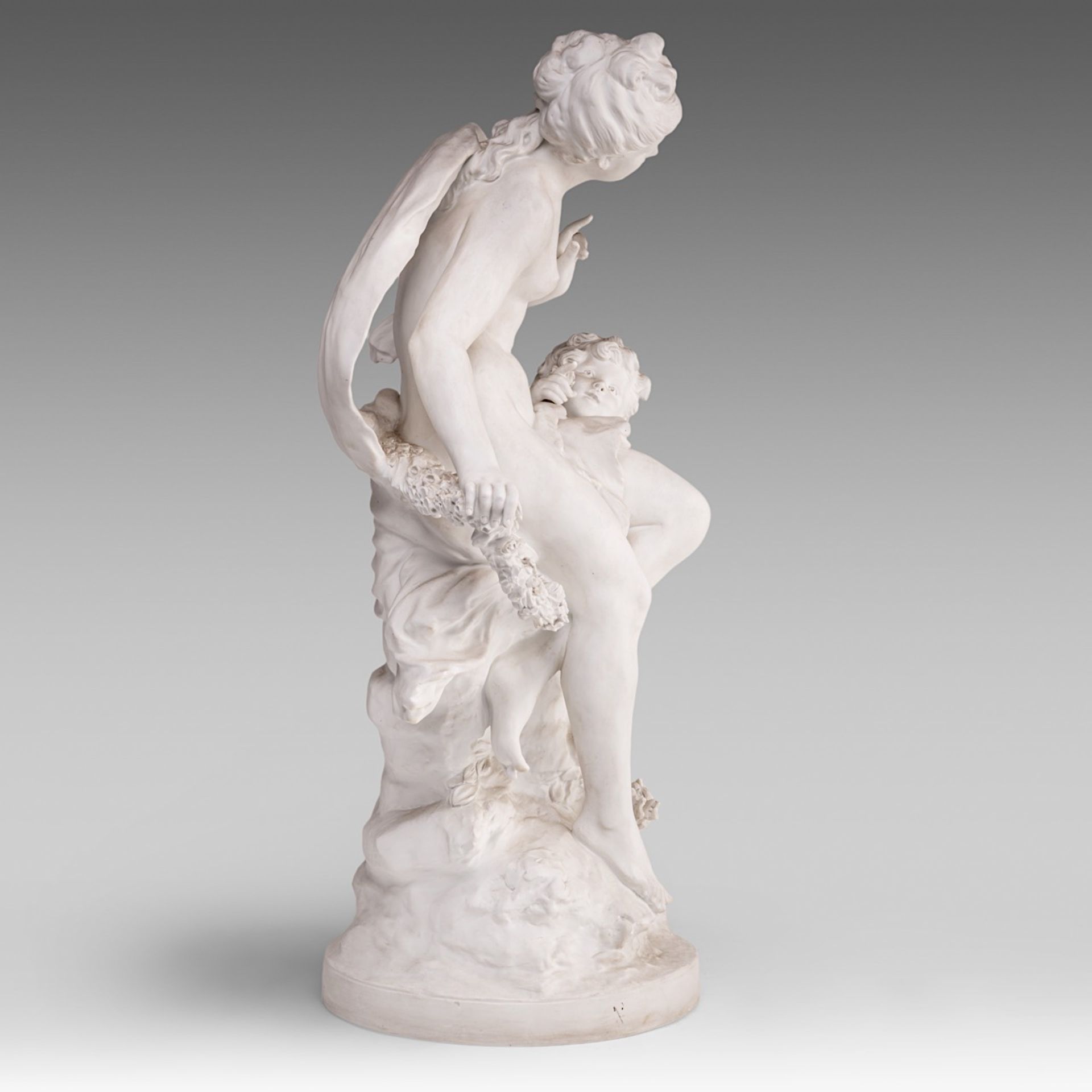 Auguste Moreau (1834-1917), biscuit sculpture of Venus and Amor, marked Sevres, H 64 cm - Bild 5 aus 8