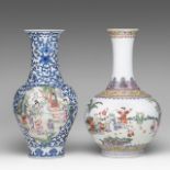 Two Chinese famille rose 'Playful boys' vases, one with a Qianlong and one with a Jiaqing mark, 20th