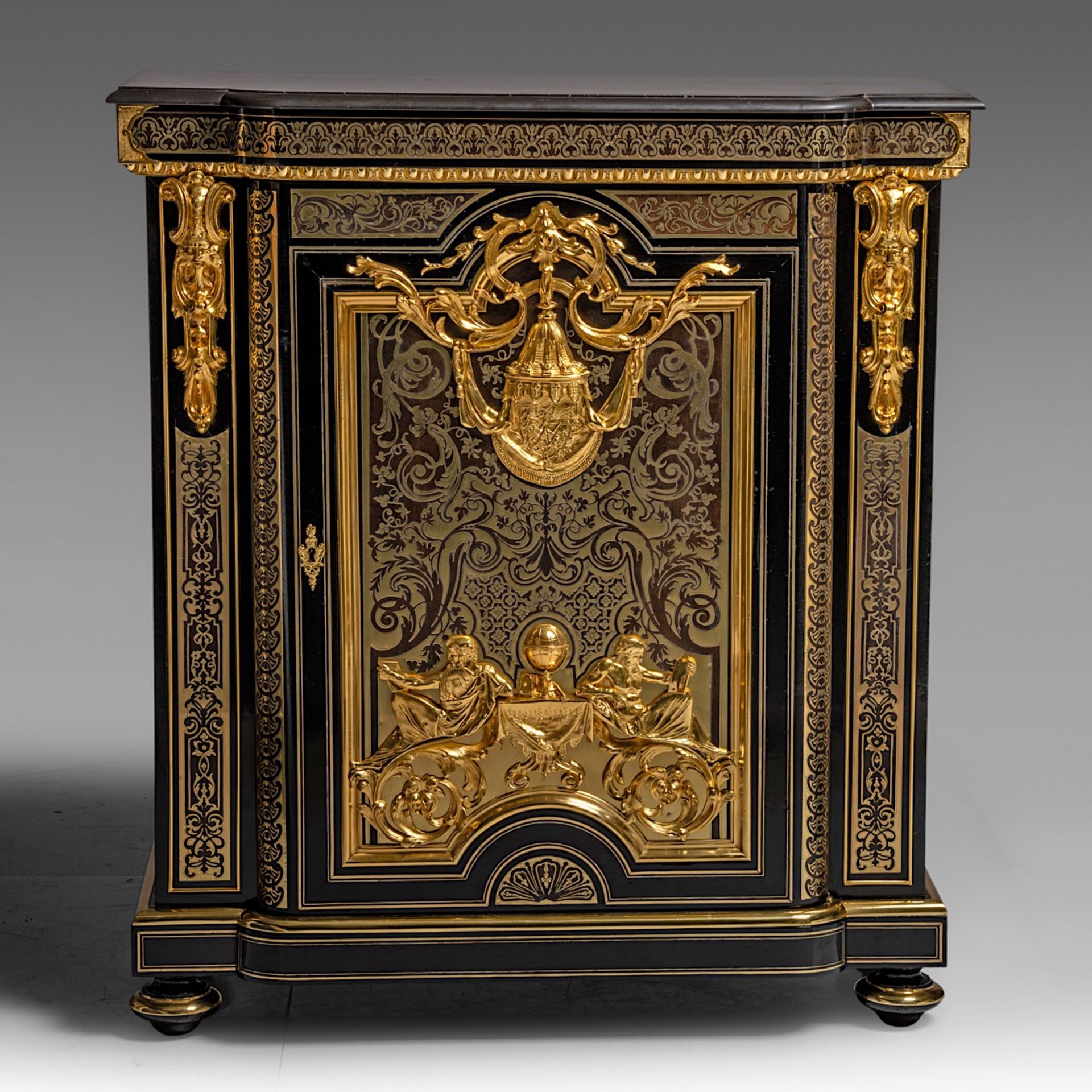 A Napoleon III Boulle work 'meuble d'appui', stamped 'Tahan a Paris' (1813-1892), H 116 cm - W 103 c - Image 2 of 7