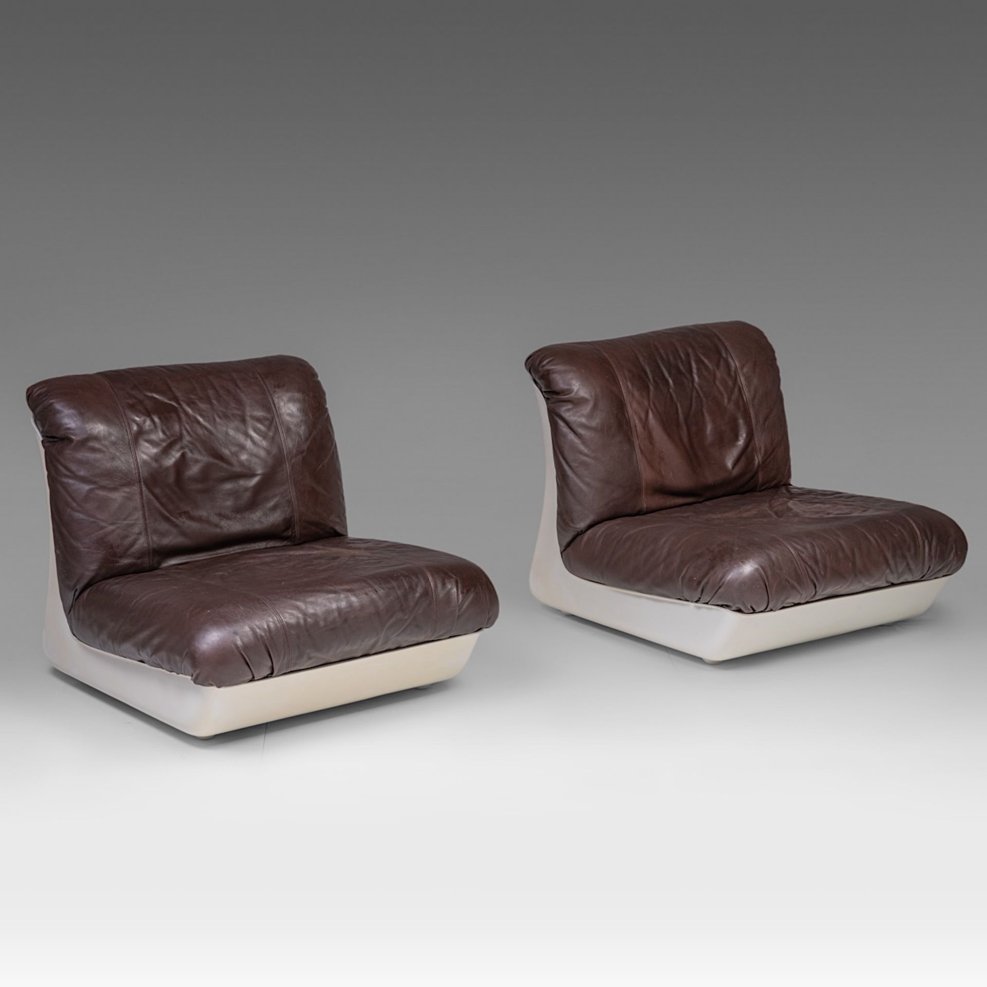 A vintage pair of loacoda chairs by Waldmann, Golz en Schmidt, made by Durlet, Belgium 1972, H 73 - - Image 3 of 12