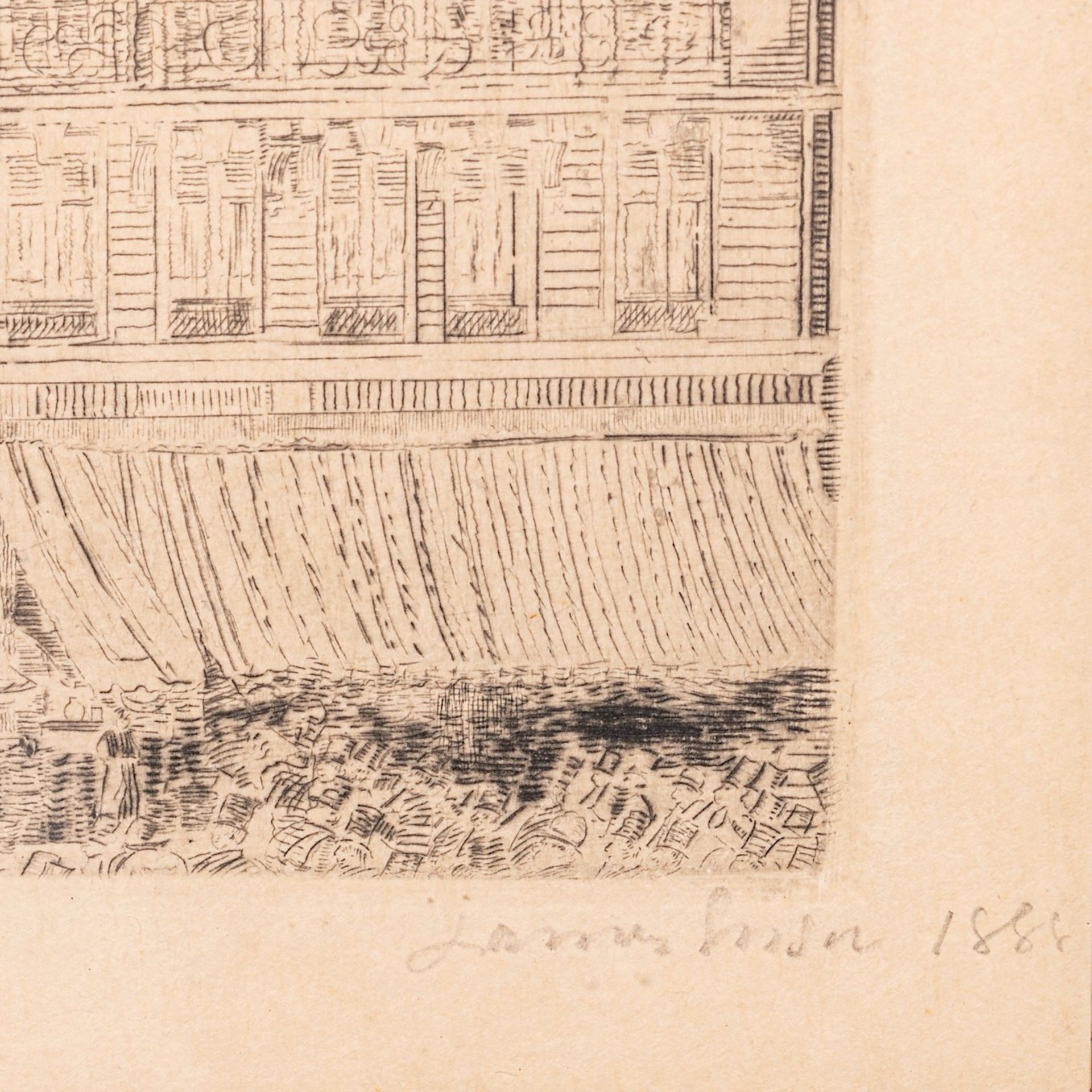 James Ensor (1860-1949), 'House on the Boulevard Anspach' ('Maison du Boulevard Anspach'), 1888, dry - Bild 4 aus 6