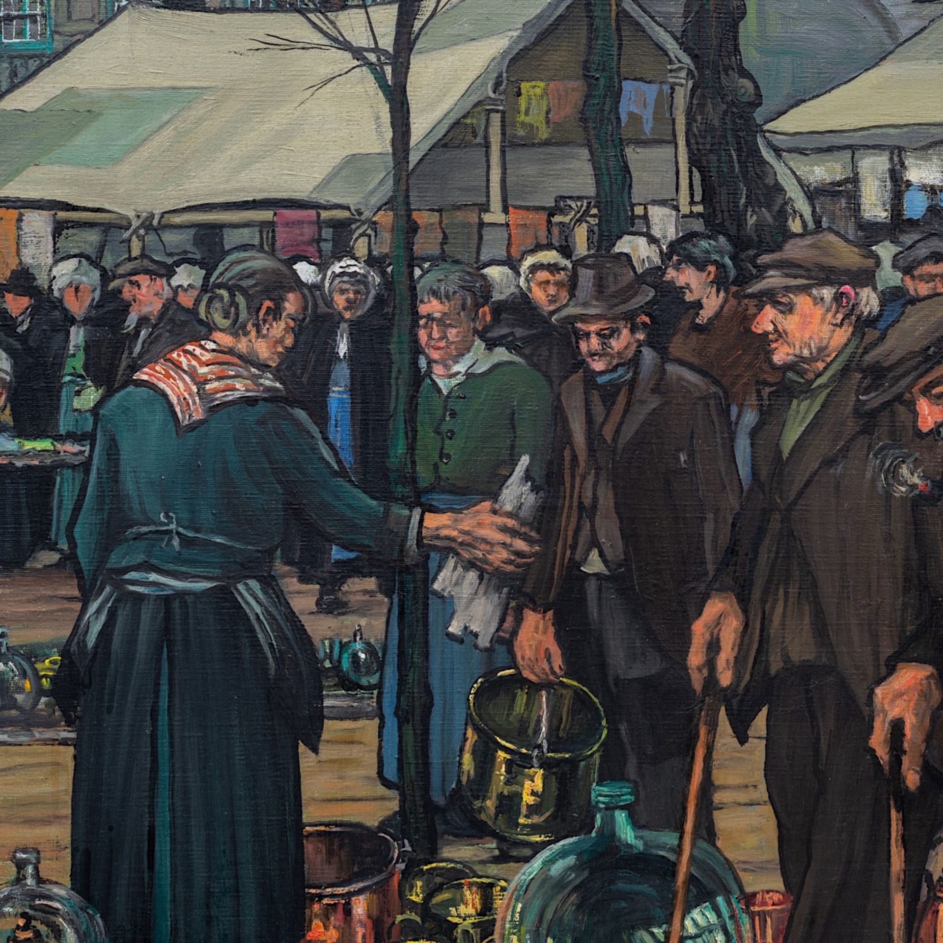 Achille Van Sassenbrouck (1886-1979), flea market at the Dijver in Bruges, oil on canvas 100.5 x 108 - Bild 6 aus 9