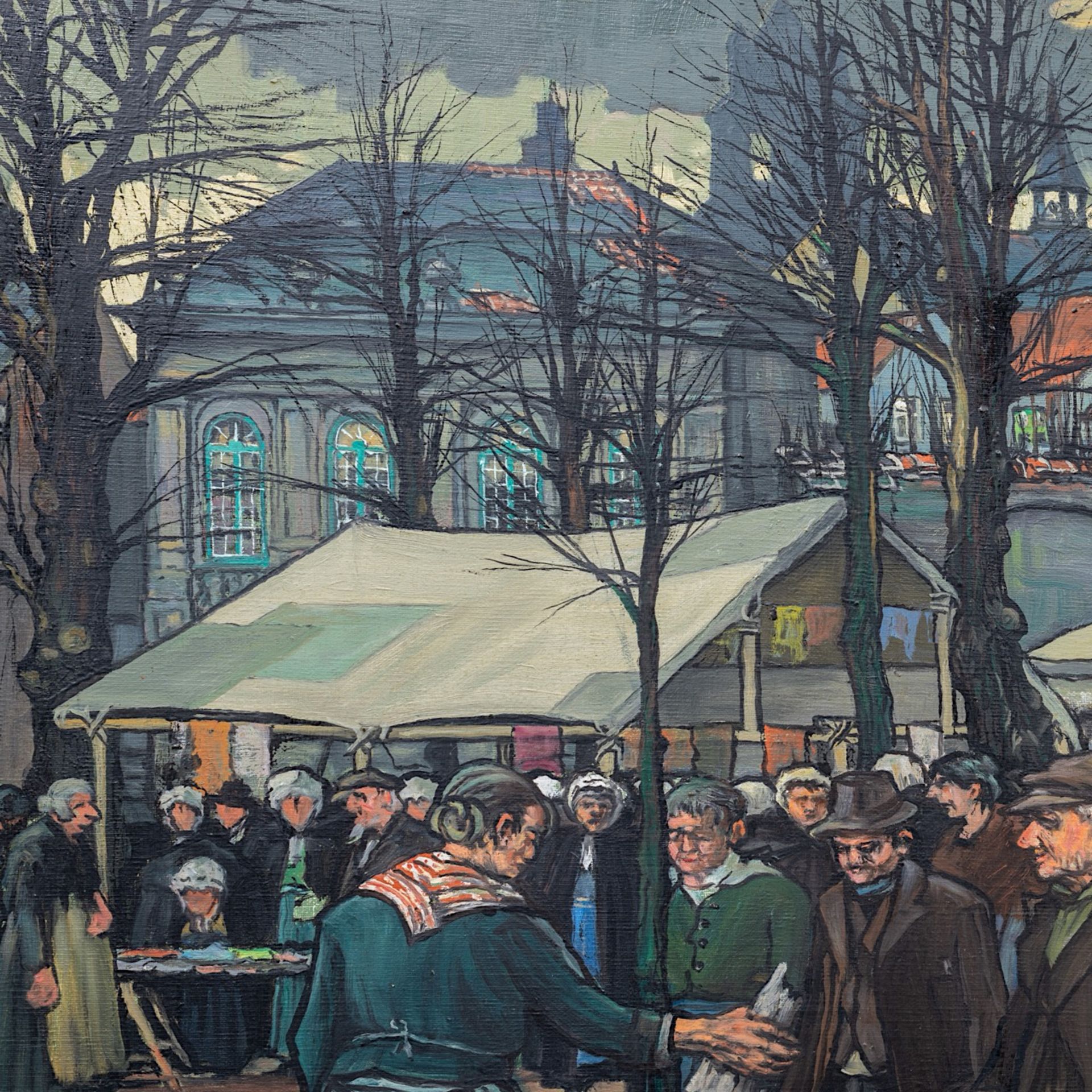 Achille Van Sassenbrouck (1886-1979), flea market at the Dijver in Bruges, oil on canvas 100.5 x 108 - Bild 9 aus 9