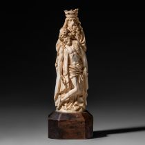 An ivory sculpture of the Holy Father with the dying Christ, French, 19thC, total H 24 cm - ivory H