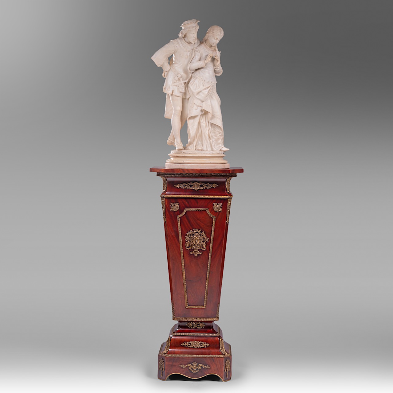 Pietro Bazzanti (c. 1823-1874), alabaster sculpture of two lovers, H 85 cm