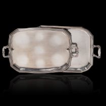 A large Regence-style silver serving tray, Belgian hallmarks (1942-present), 950/000, added a ditto