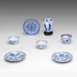 A Chinese blue and white 'Long Elisa' jarlet, Kangxi period, H 14 cm - added three sets of Chinese b
