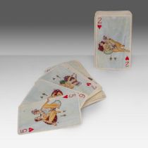 A first half of the 20th-century Moghul ivory playing card set, 8,9 x 5,6 cm