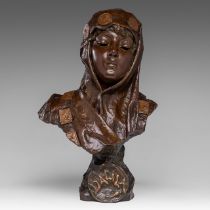 Emmanuel Villanis (1858-1914), 'Dalila', patinated bronze bust, H 42 cm