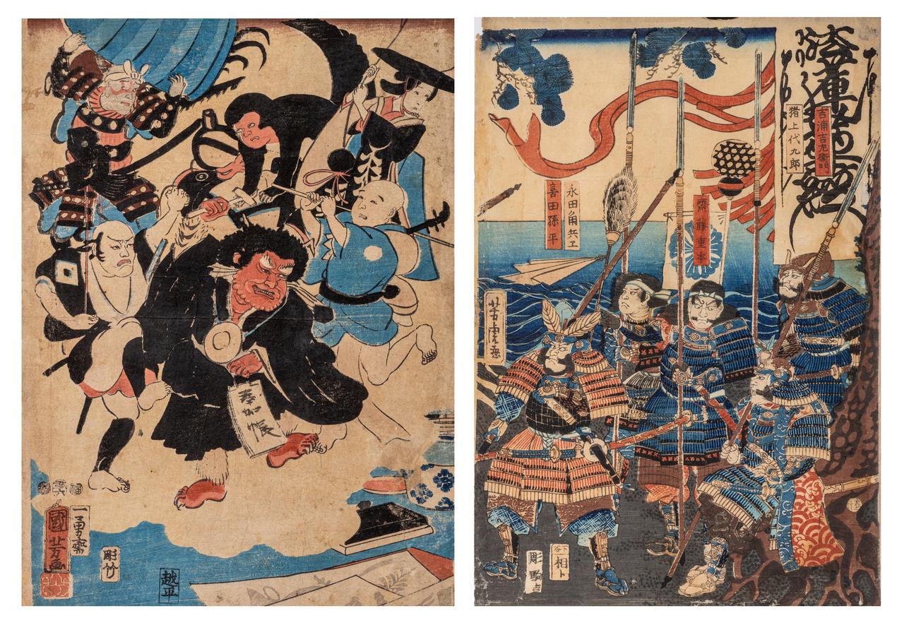 Three ukiyo-e by Kuniyoshi, Eisen and Yoshitora, 26 x 38 cm / 35,5 x 25,5 cm / 37 x 25cm - Image 7 of 25
