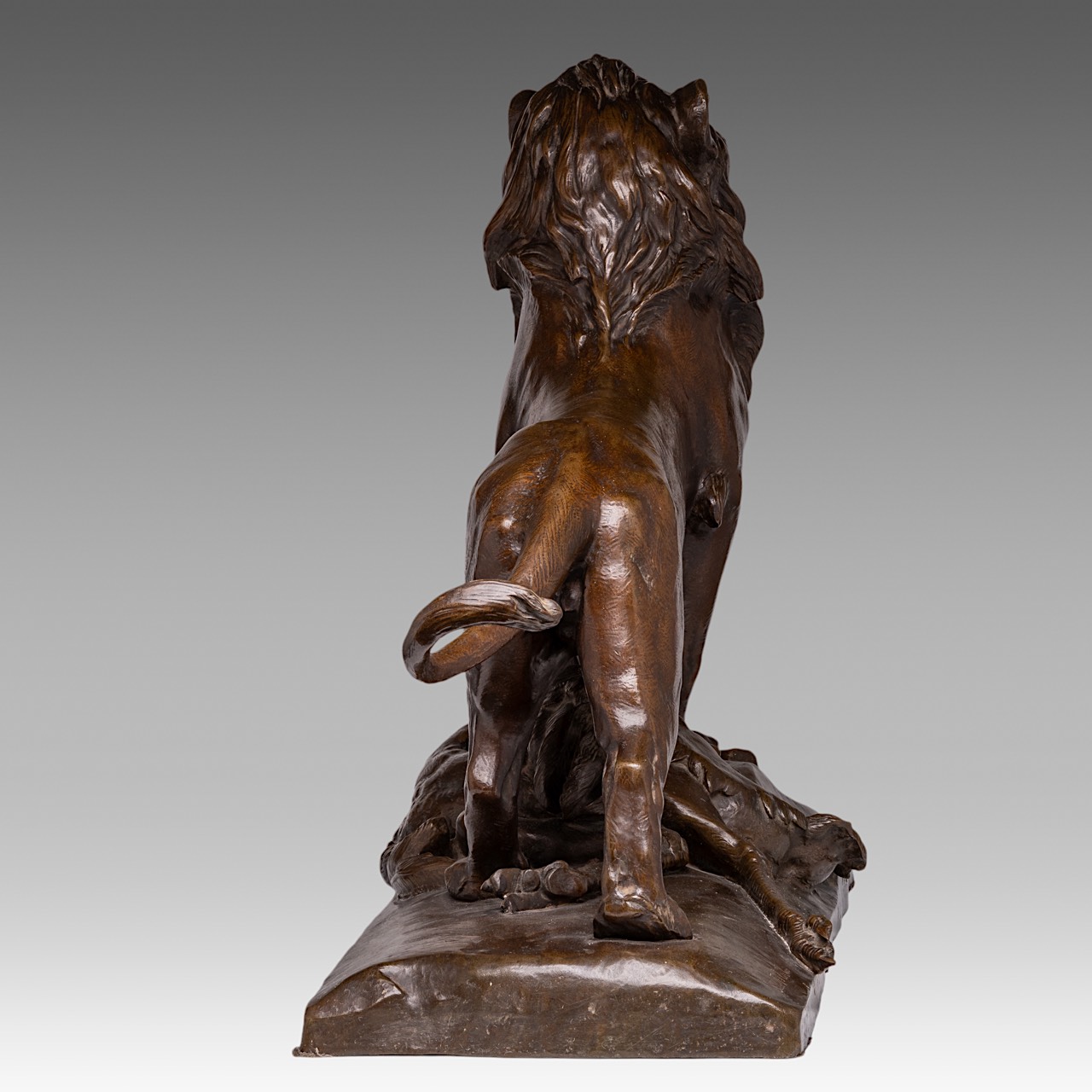 Auguste Nicolas Cain (1821-1894), 'The Lion of Nubia and its Prey', H 62 - W 72 cm - Image 6 of 8