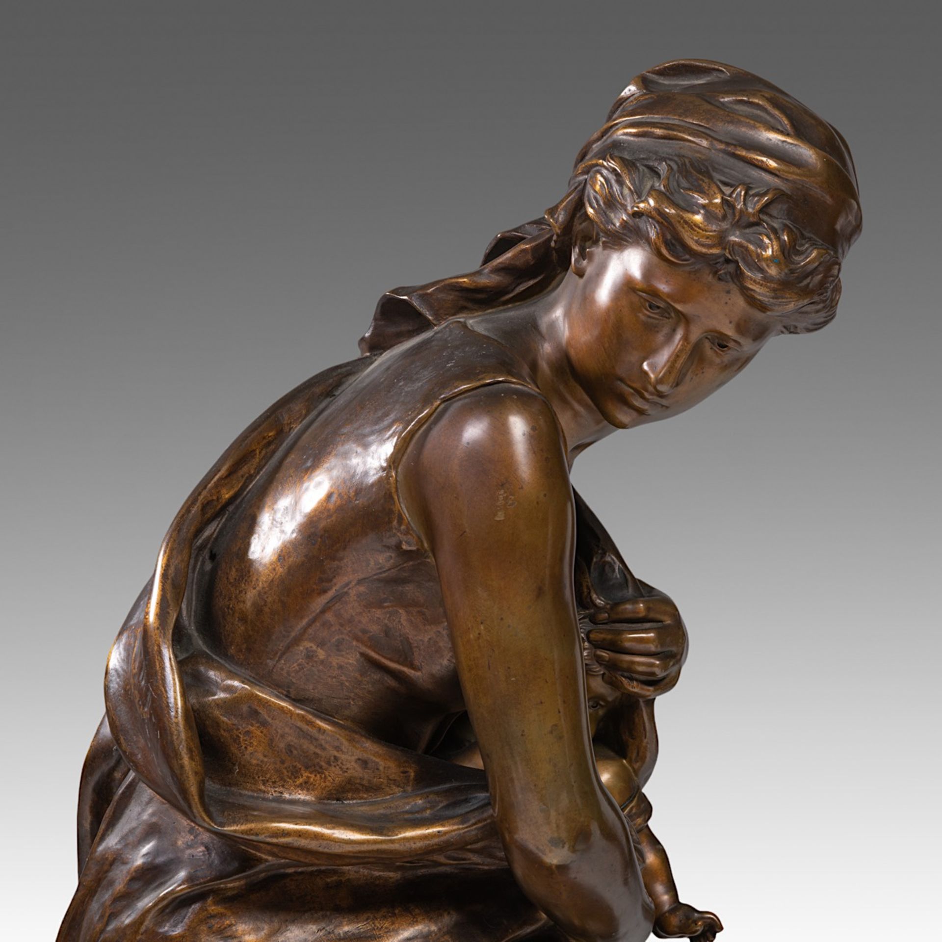 Mathurin Moreau (1822-1912), patinated bronze on a marble base, H 96 cm (total) - Bild 7 aus 8