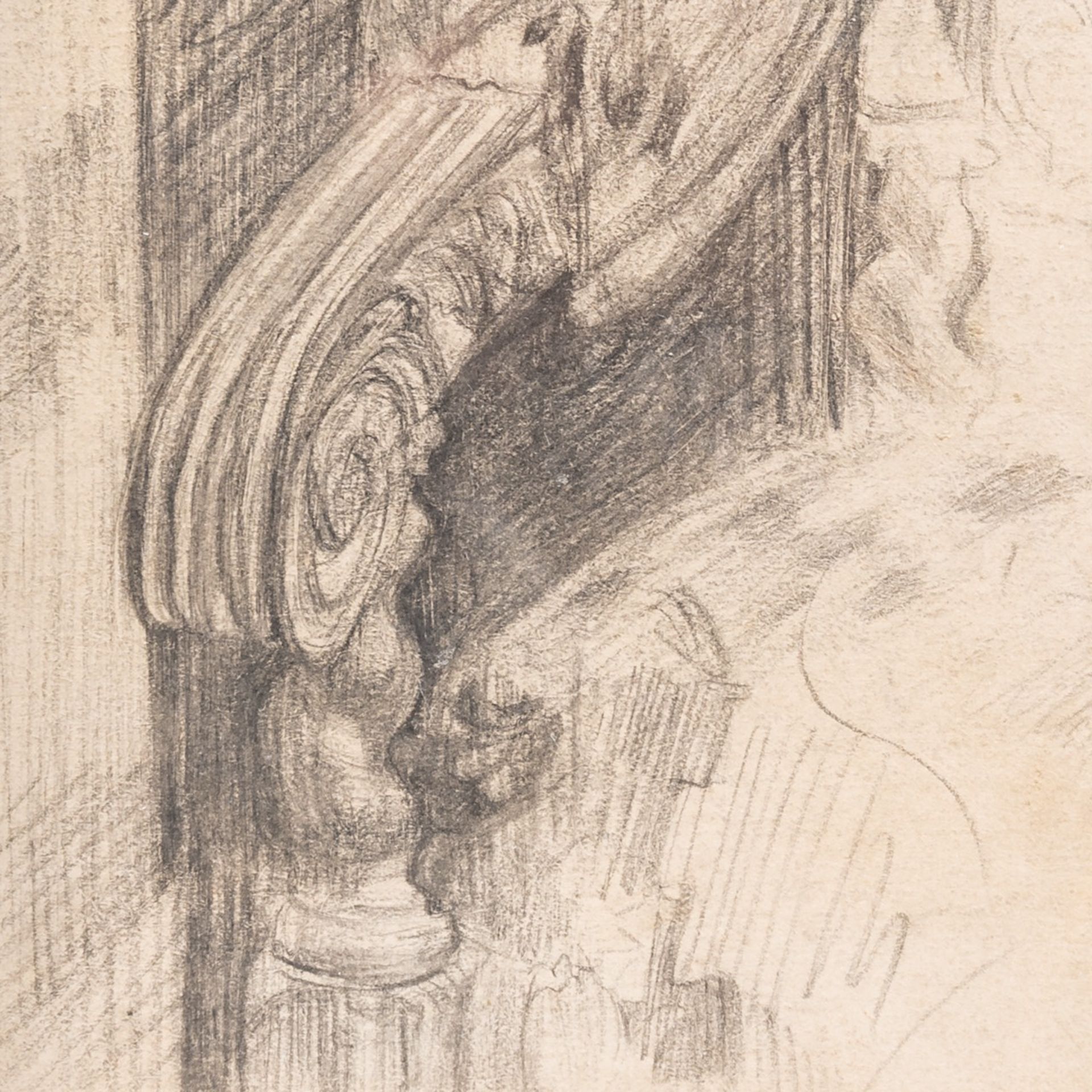 James Ensor (1860-1949), 'Un bras du fauteuil du bureau', 1889, pencil drawing 22 x 17 cm. (8.6 x 6. - Image 5 of 5