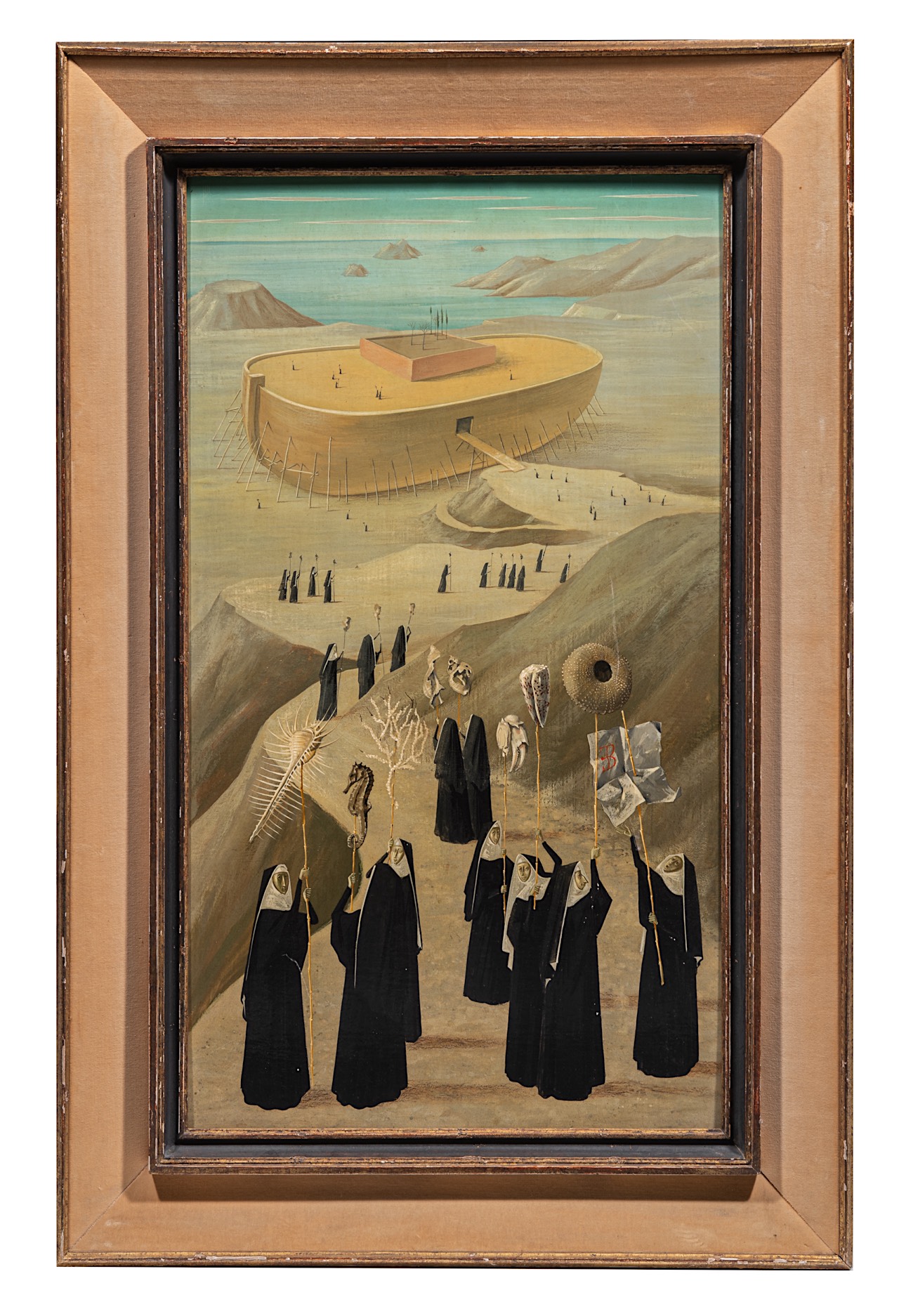 Enrico Brandani (1914-1979), Noah's arc, oil on panel 70 x 40 cm. (27.5 x 15 3/4 in.), Frame: 88 x 5 - Image 2 of 6
