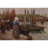 Herni Jules Guinier (1867-1927), Breton fishing port, oil on canvas 55 x 80 cm. (21.6 x 31 1/2 in.),