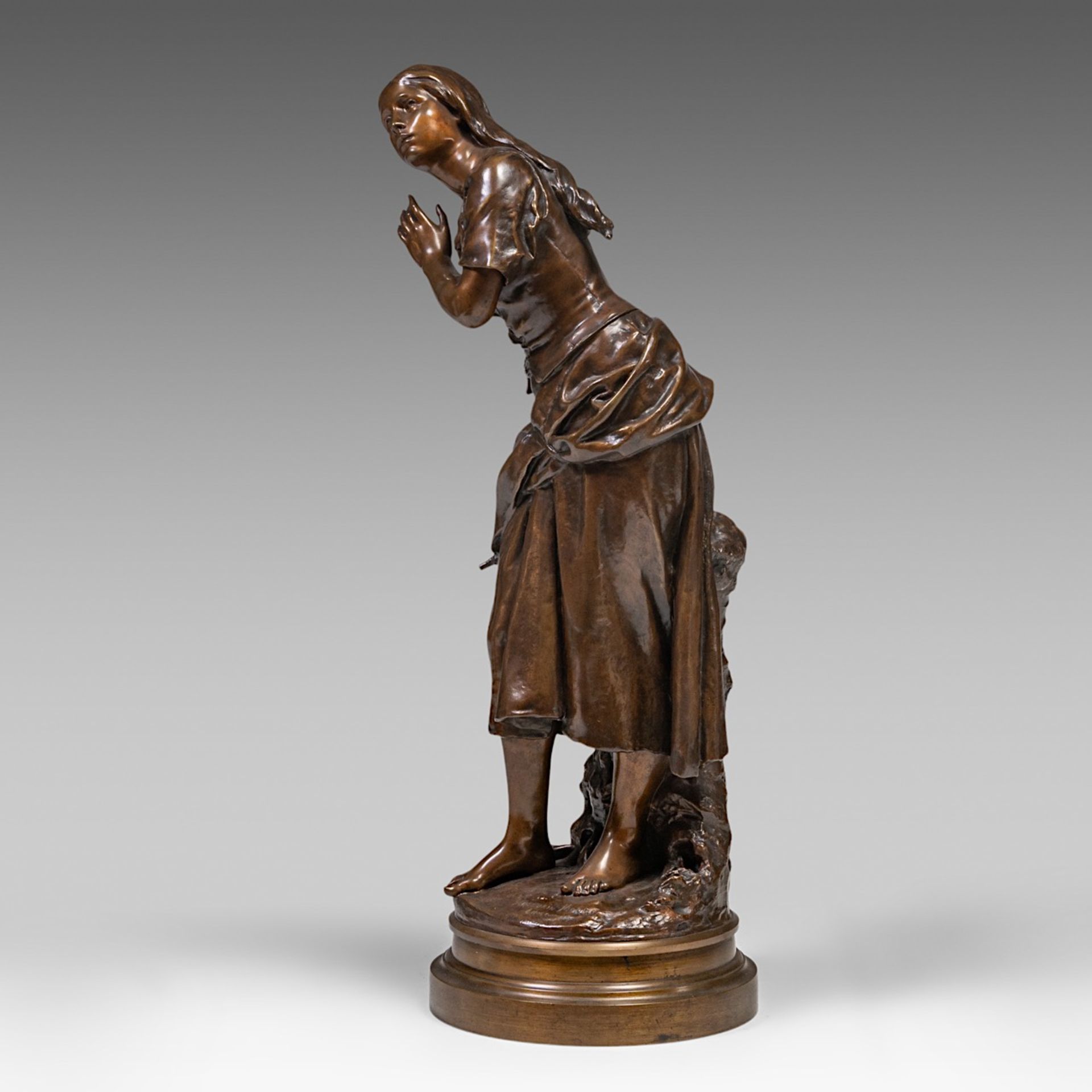 Mathurin Moreau (1822-1912), the spinner, patinated bronze, Hors Concours, H 89 cm - Bild 3 aus 8