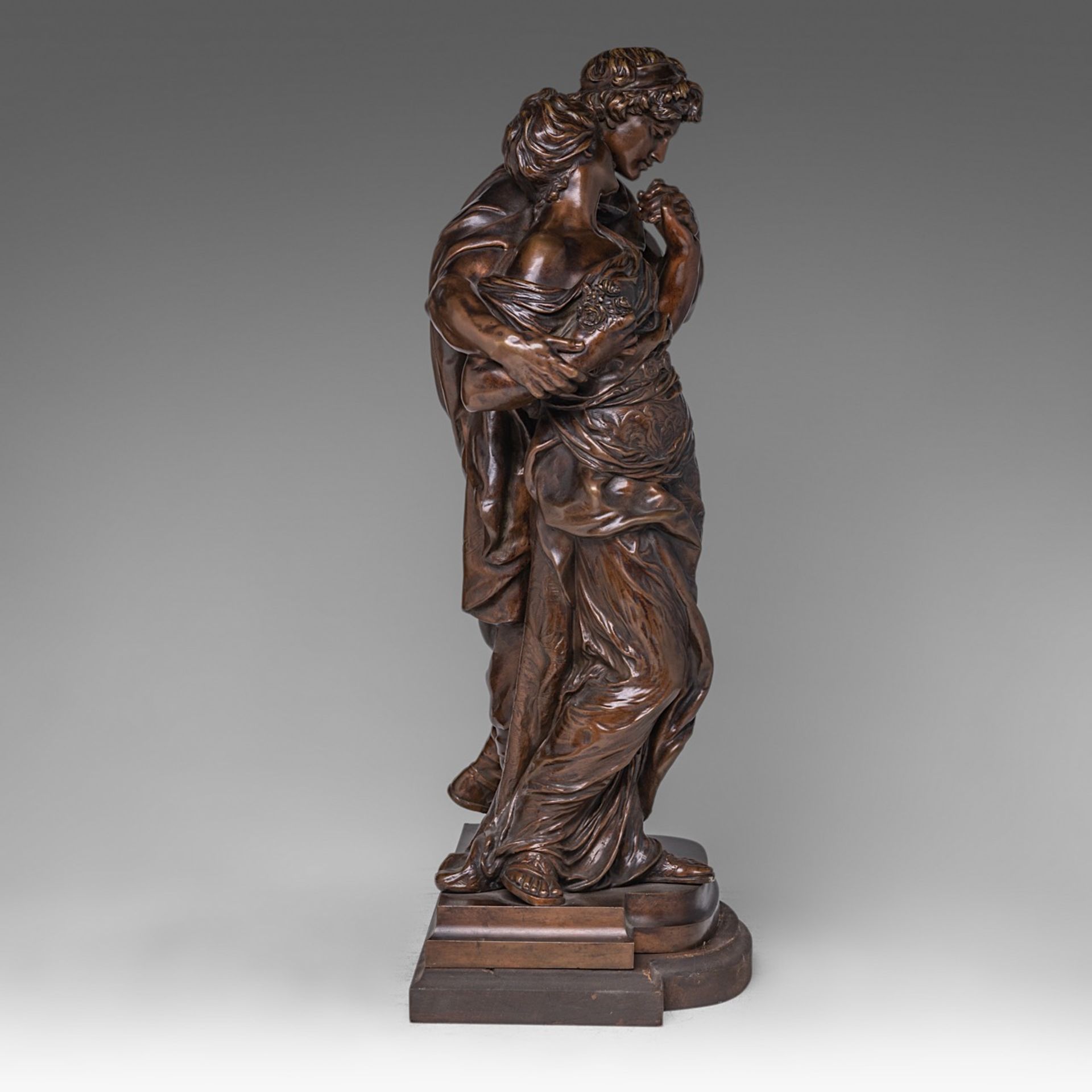 Gustave Frederic Michel (1851-1924), couple in love, patinated bronze, H 58 cm - Bild 4 aus 7
