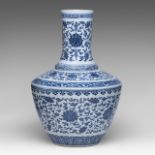 A Chinese blue and white 'Lotus Scroll' Hu vase, Qianlong period, H 57 cm