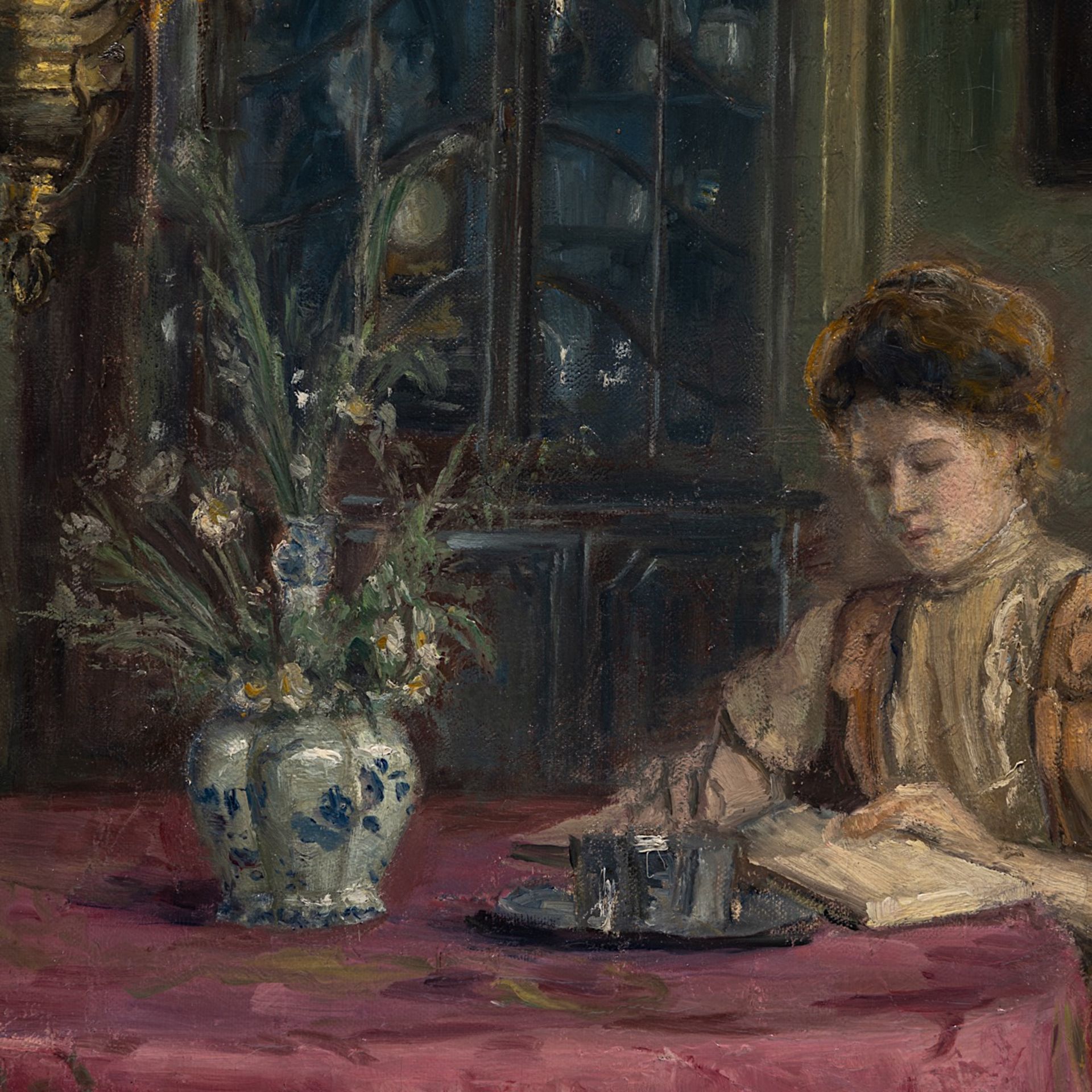 Ferdinand Willaert (1861-1931), lady sitting in a luxurious interior, oil on canvas 100 x 73 cm. (39 - Bild 7 aus 7
