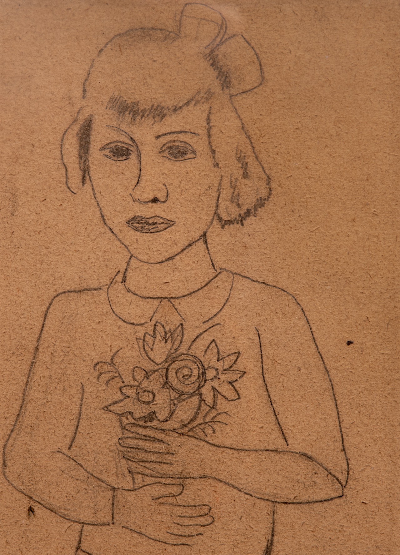 Gust De Smet (1877-1943), girl with flowers, ca. 1925, pencil drawing on paper 35 x 13 cm. (13.7 x 5 - Image 5 of 5