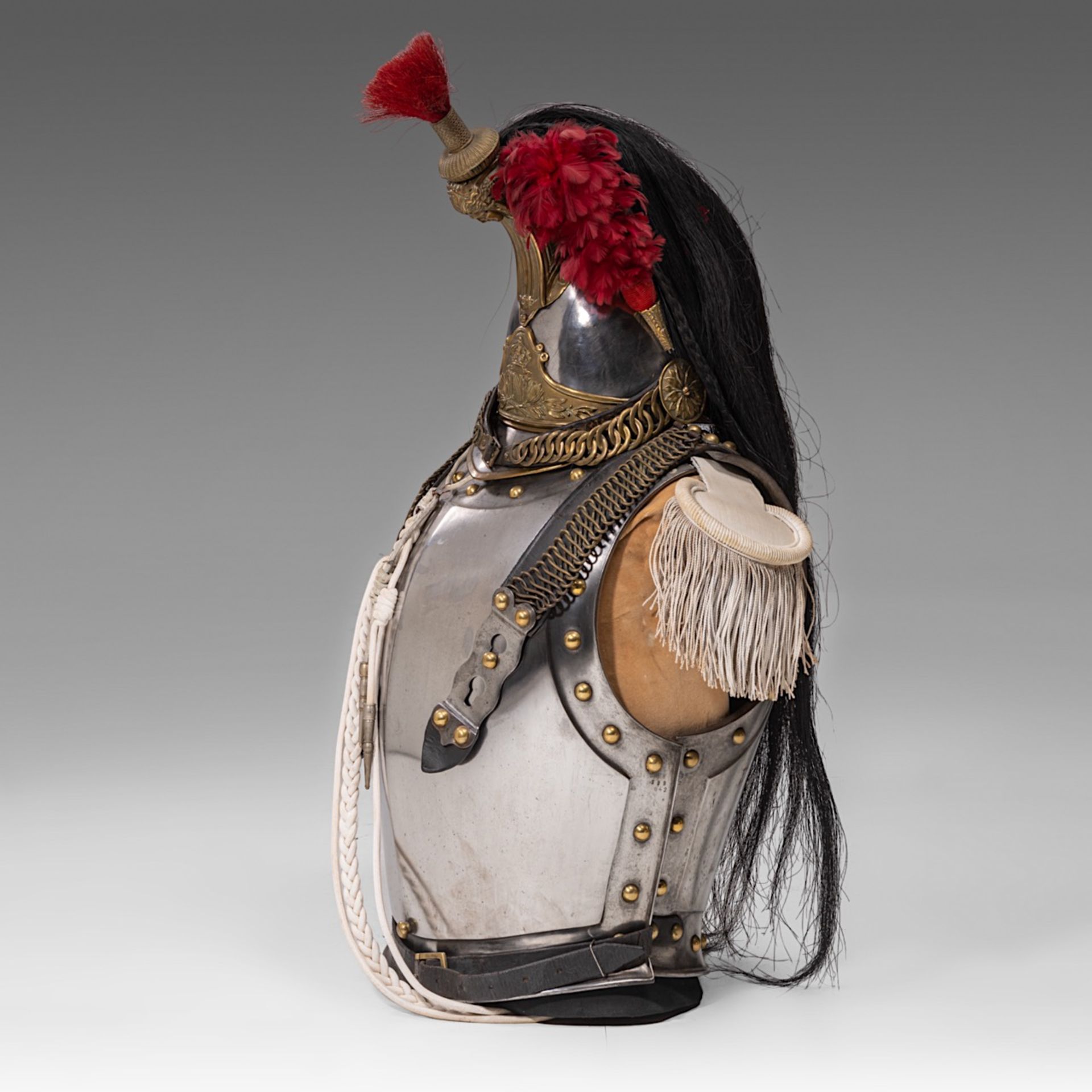 Cuirass and helmet ,metal and gilded brass, 1874 - Image 3 of 8