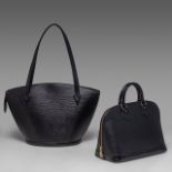 Two various Louis Vuitton handbags in black epi leather