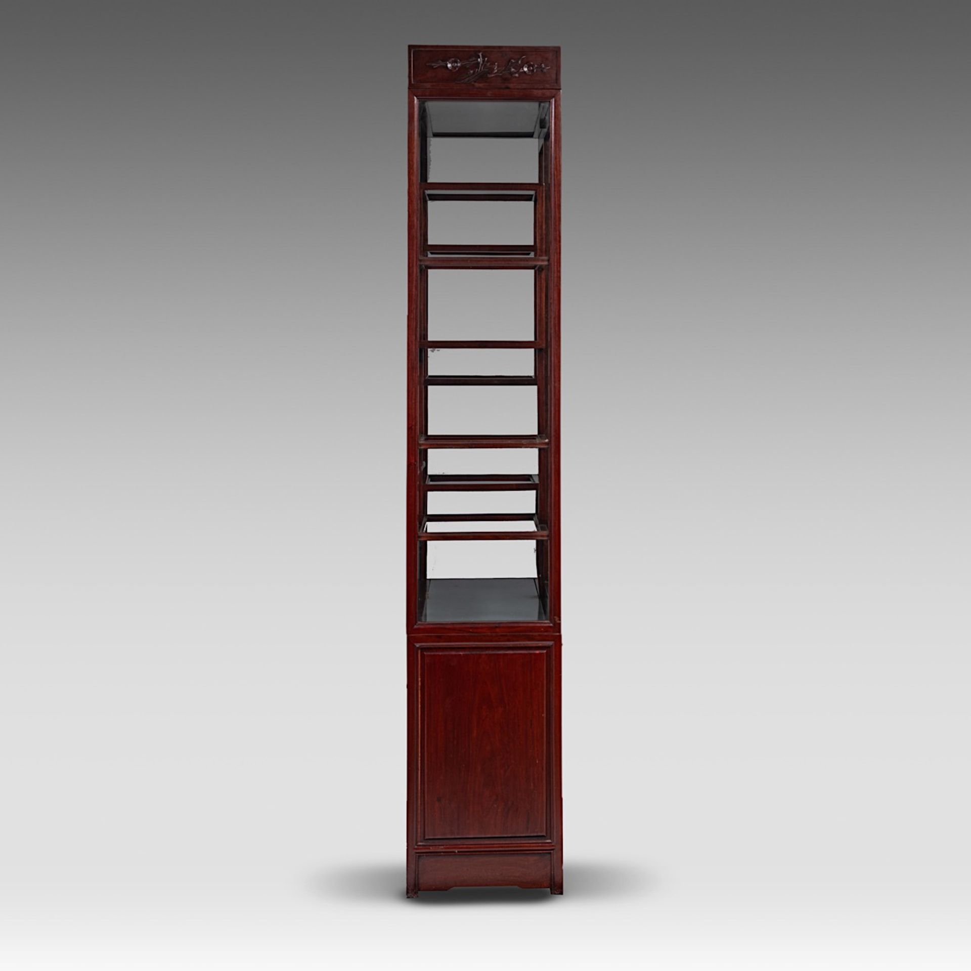 A Chinese hardwood display cabinet, with glass doors, 20thC, H 192 - W 102 - 33,5 cm - Image 3 of 5