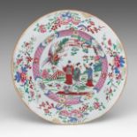 A large French Samson famille rose 'Immortals' plate, 19thC, dia 45,5 cm