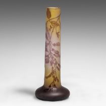 An Art Nouveau floral decorated glass paste vase by Emile Galle, H 33,5 cm