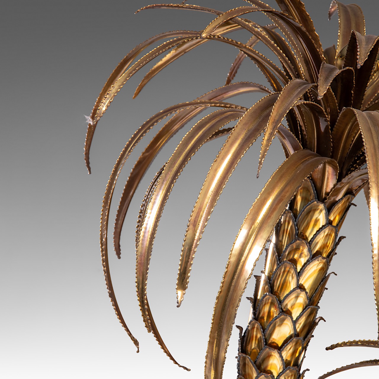 A vintage Maison Jansen gilt brass palm tree lamp 170 cm. (66.9 in.) - Image 10 of 10