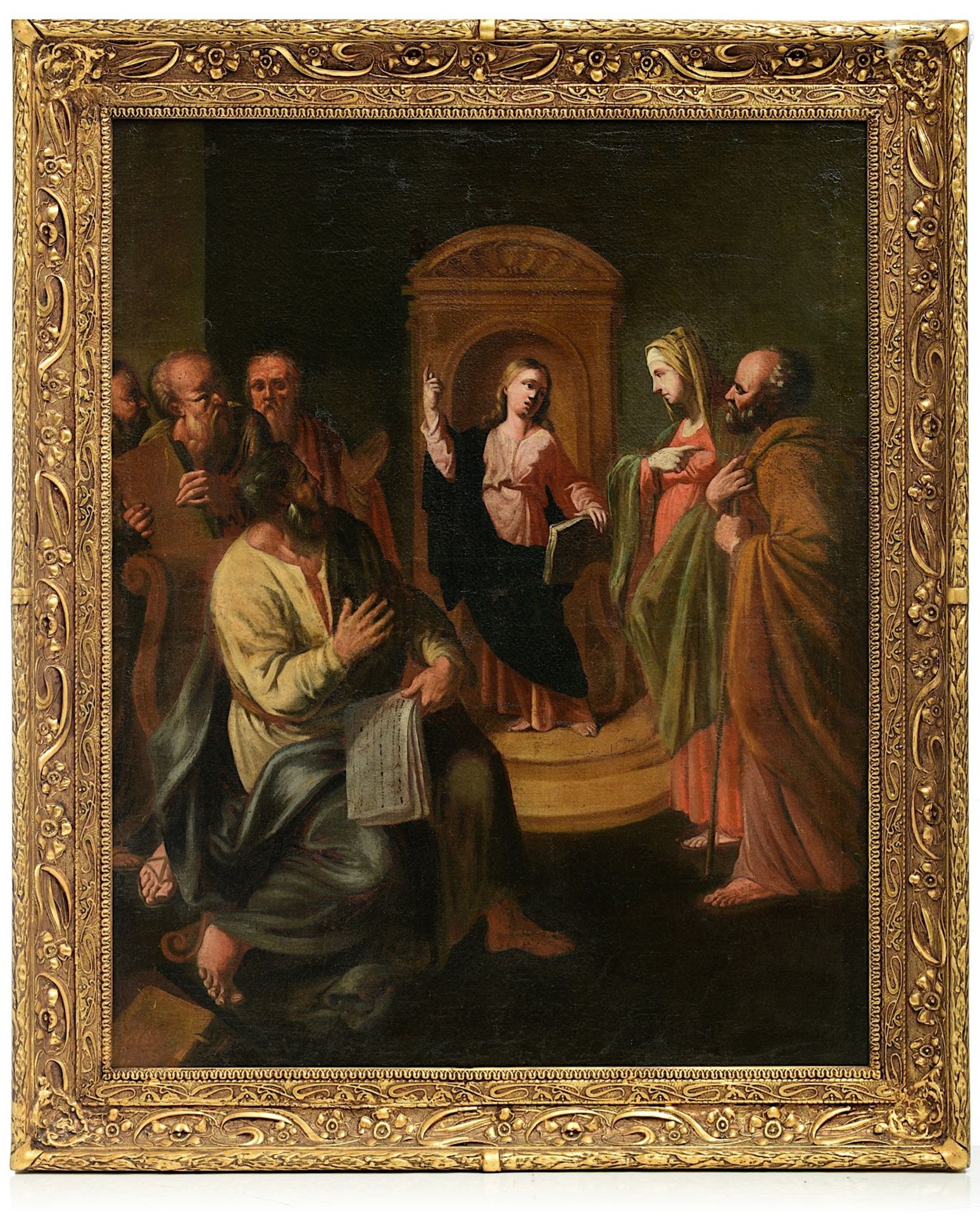 The finding in the Temple, 18thC, oil on canvas 92 x 75 cm. (36.2 x 29.5 in.), Frame: 111 x 92 cm. ( - Bild 2 aus 9