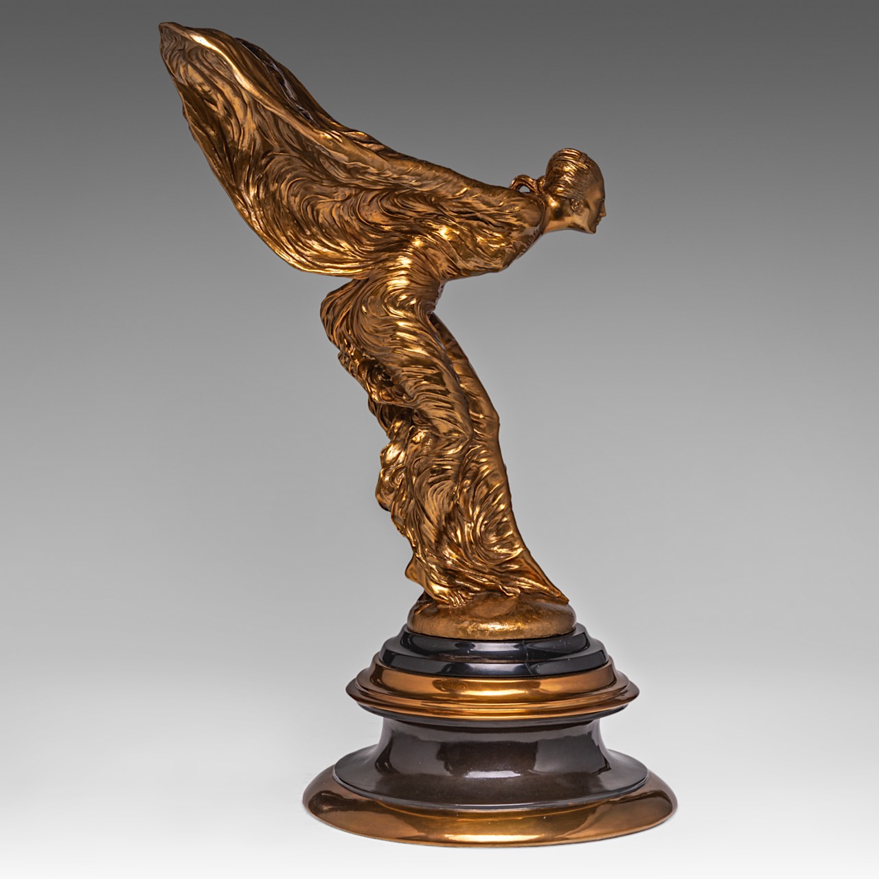 Charles Sykes (1875-1950), gilt bronze sculpture of the 'Spirit of Ecstasy', Rolls-Royce, H 69 cm - Image 13 of 14