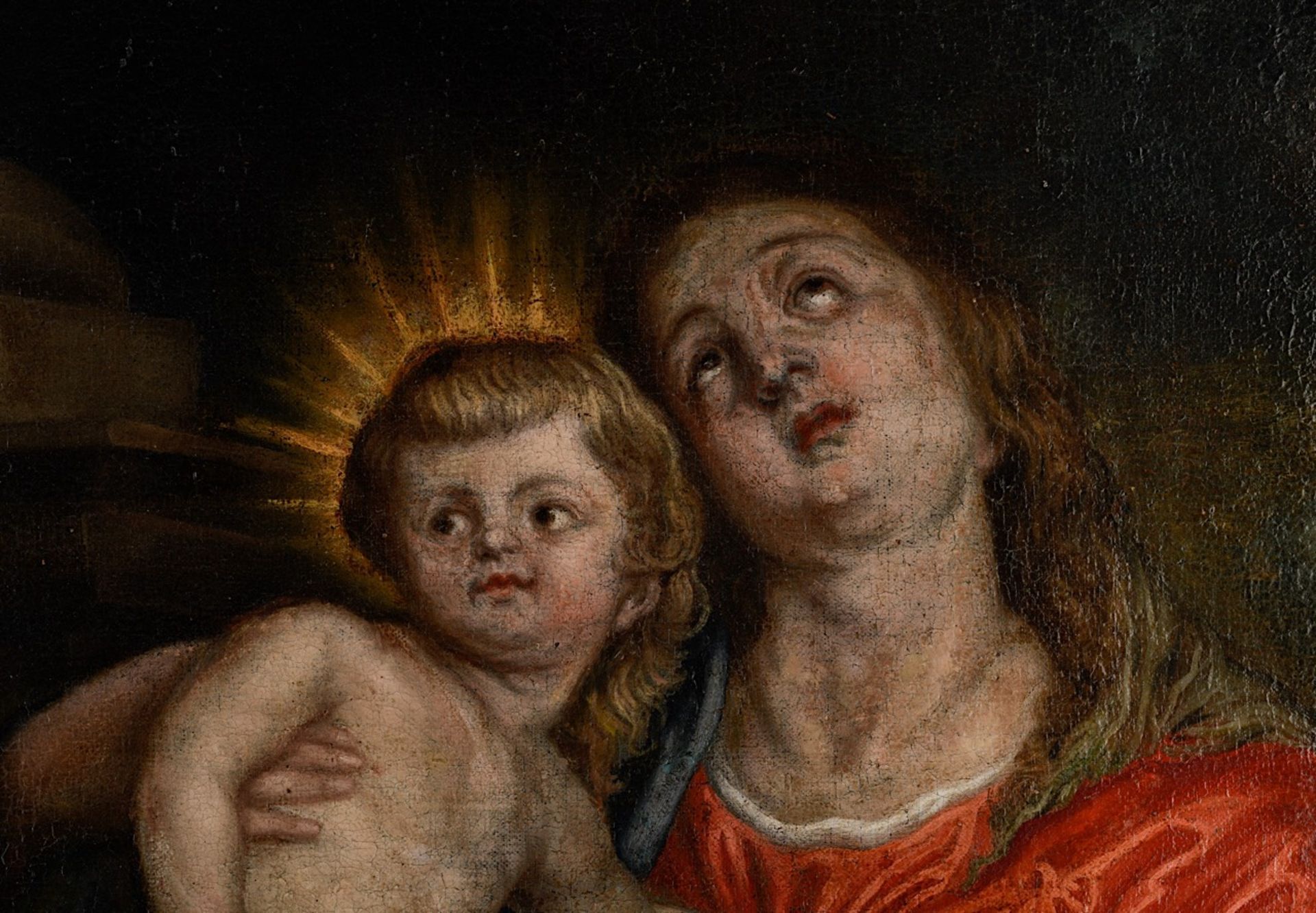The Holy Mother and Child, 17thC, The Southern Netherlands, oil on canvas 112 x 83 cm. (44.0 x 32.6 - Bild 5 aus 6