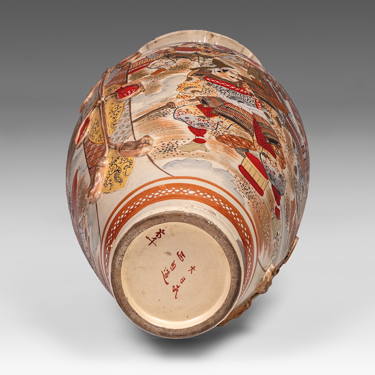 A large Japanese Satsuma 'Warriors' vase, Meiji period (1868-1912), H 89 cm - Image 6 of 6