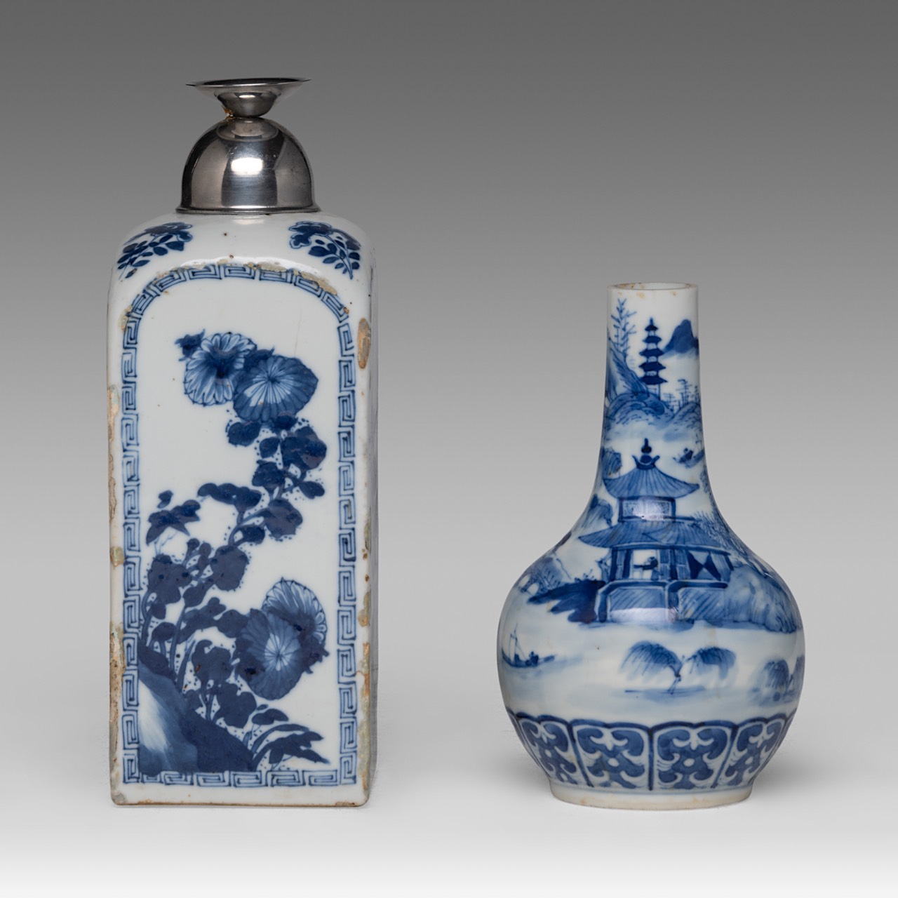 A small collection of six Chinese porcelain ware, Kangxi and late Qing, tallest H 23 cm (6) - Image 8 of 19