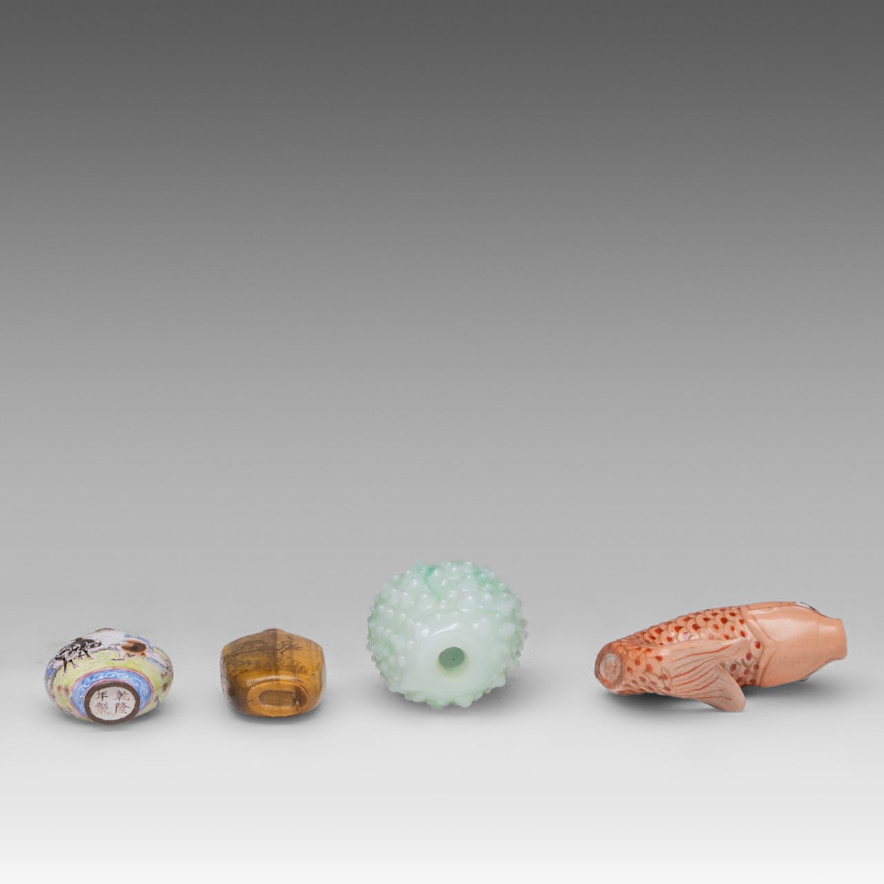 A collection of twelve Chinese snuff bottles, including an enamelled copper 'Boy and Water Buffalo' - Image 10 of 10