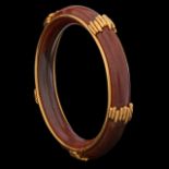 Van Cleef & Arpels, a wood and gold bangle bracelet, 18ct gold, signed VCA, Inner circumference 20 c