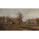 Henri Langerock (1830-1915), 'Effet d'Automne', 1889, oil on canvas in an imposing giltwood frame 13