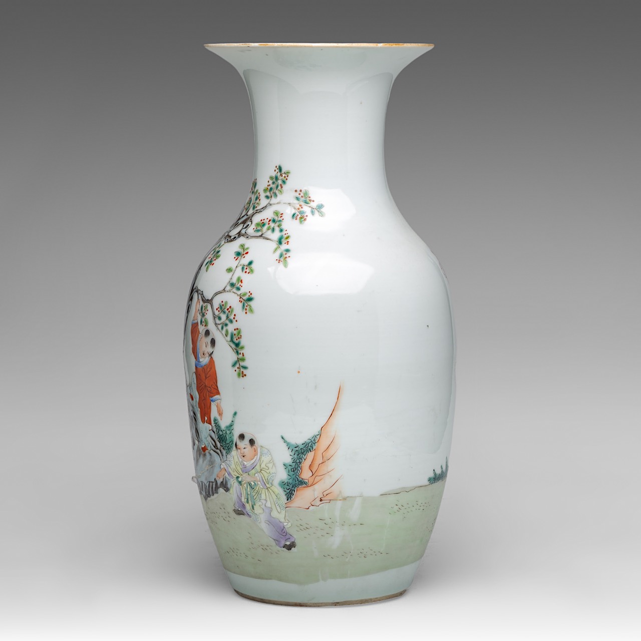 A Chinese famille rose 'Playful Boys' vase, Republic period, H 42 cm - Image 2 of 6
